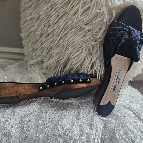 Beautiful never worn women denim/suede slip on sandals authentic jimmy choo - Picture 3 of 7